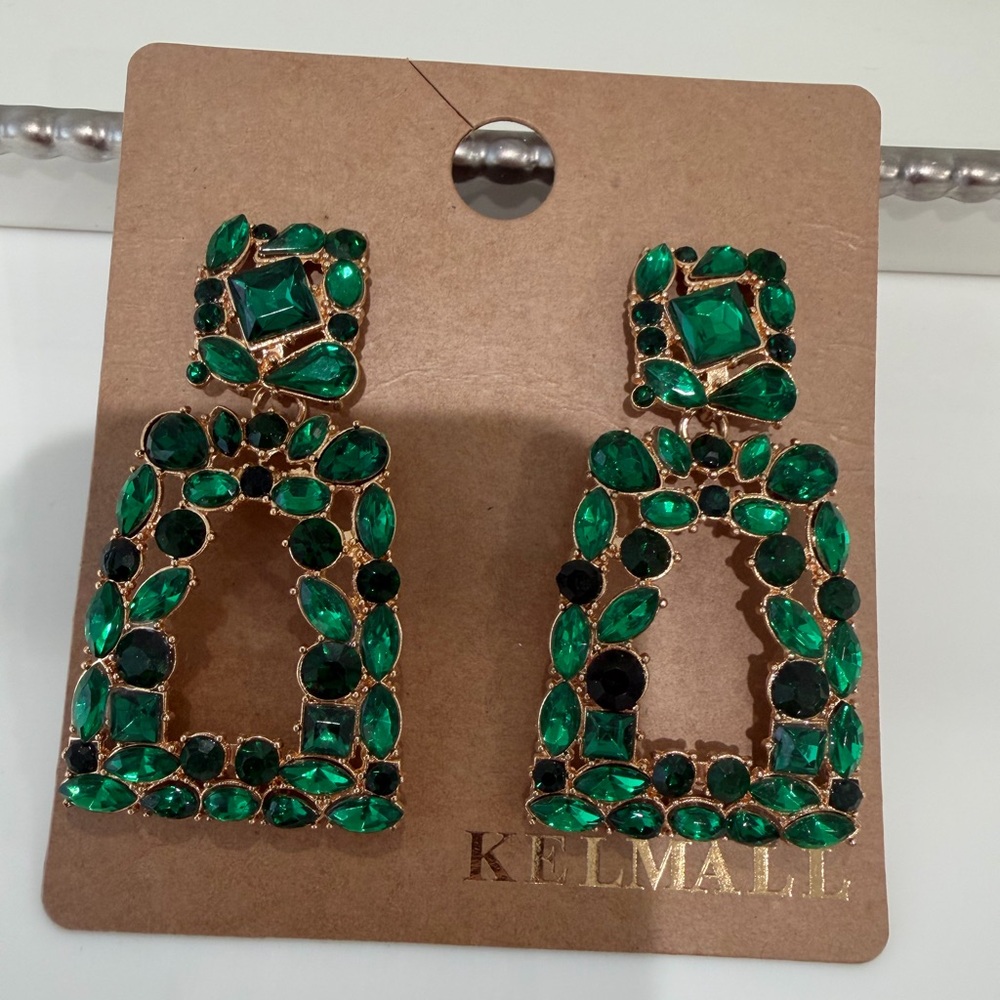 Kelmarie Green Crystal Drop Earrings